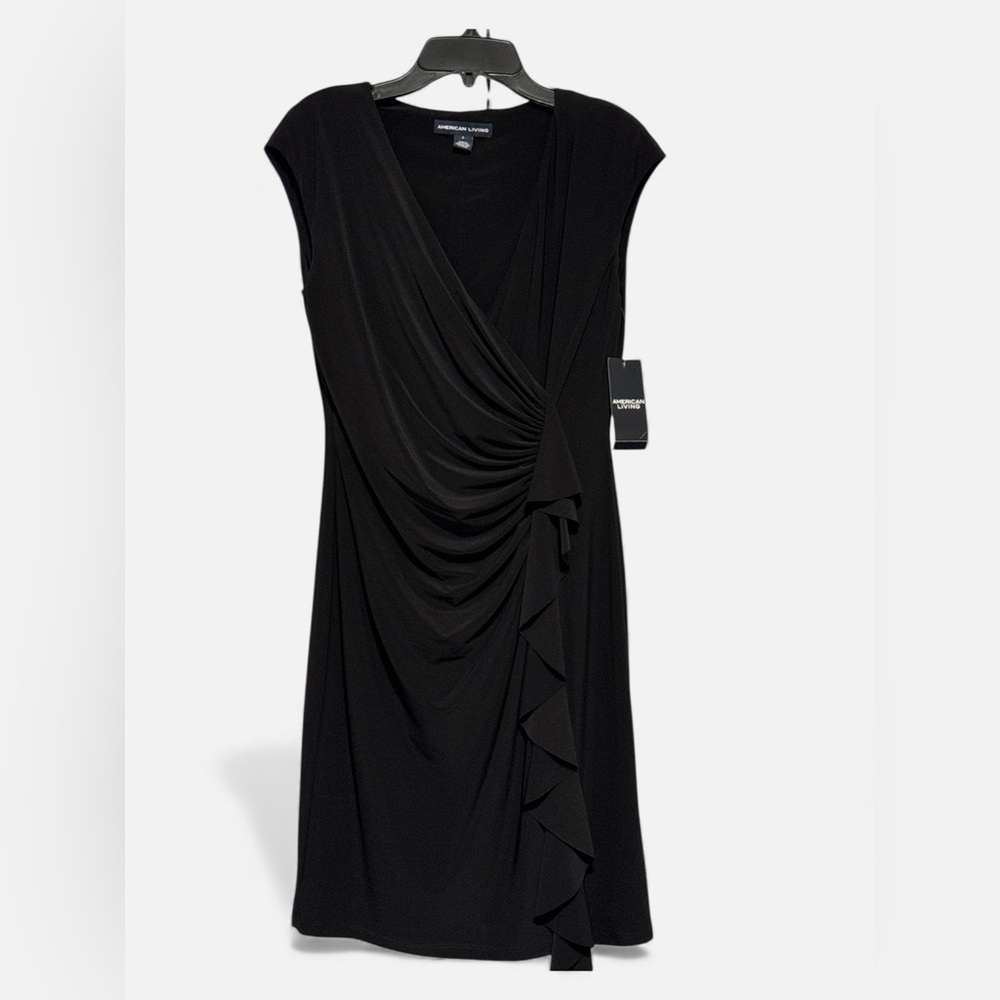 American Living Elegant Black Draped Dress
